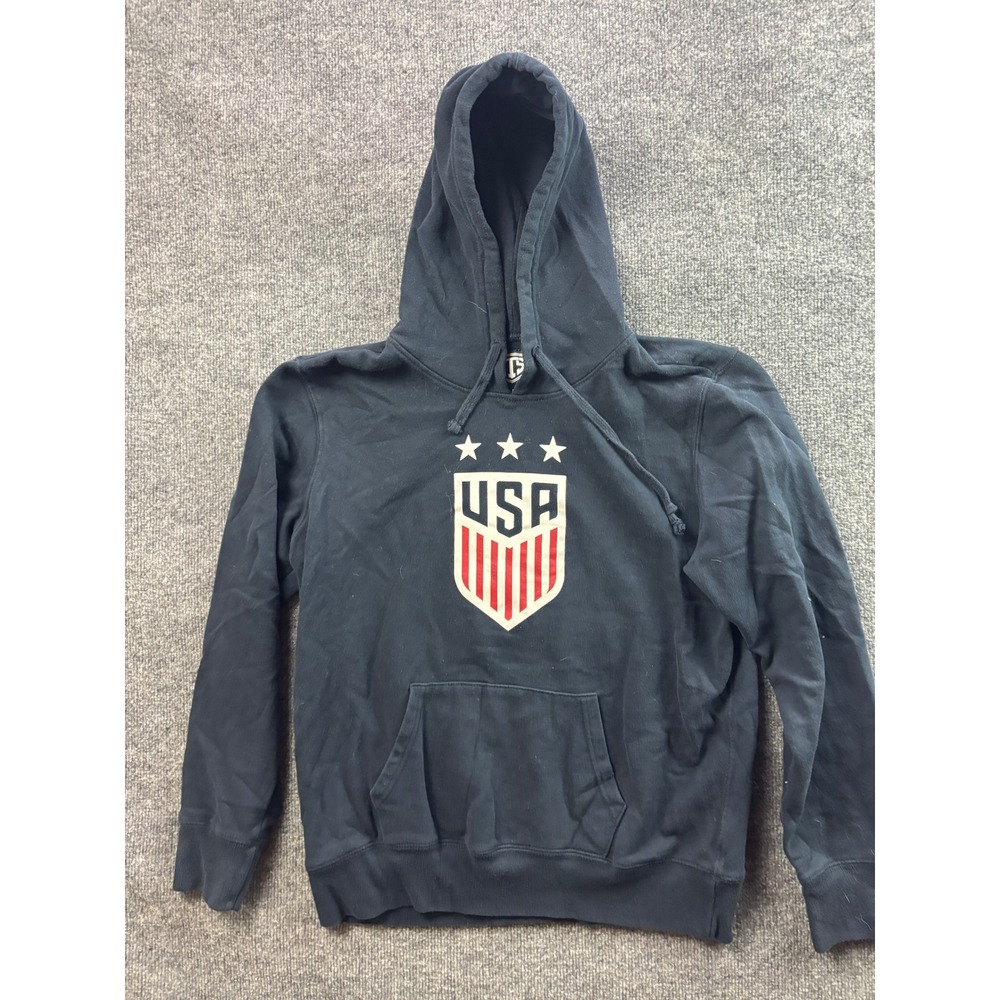 USA Soccer Hoodie Men XL Navy Blue Stars Stripes Pullover Sweatshirt